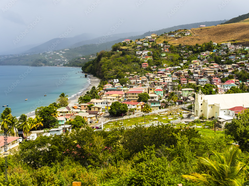 Blick auf Saint Joseph, Departement Guadeloupe, Dominica, kleine Antillen,  Karibik