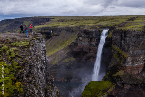 viewing Haifoss waterfall, Iceland © Janelle