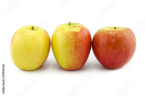 fresh red apples on white background