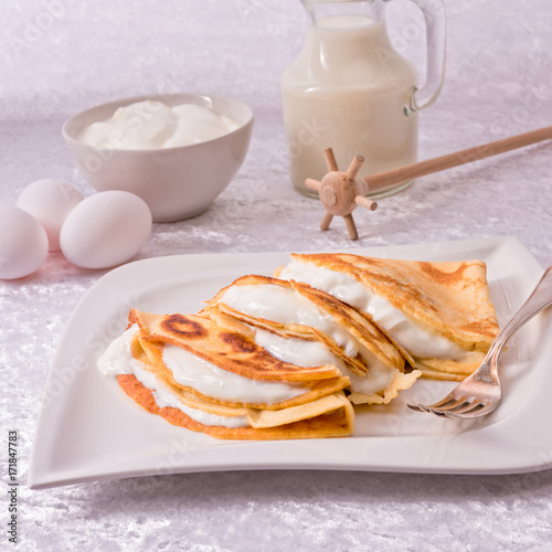 egg cake with vanillaquark photo