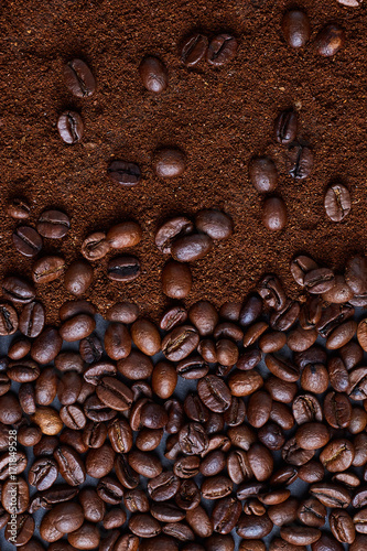 Coffee beans on black background   
