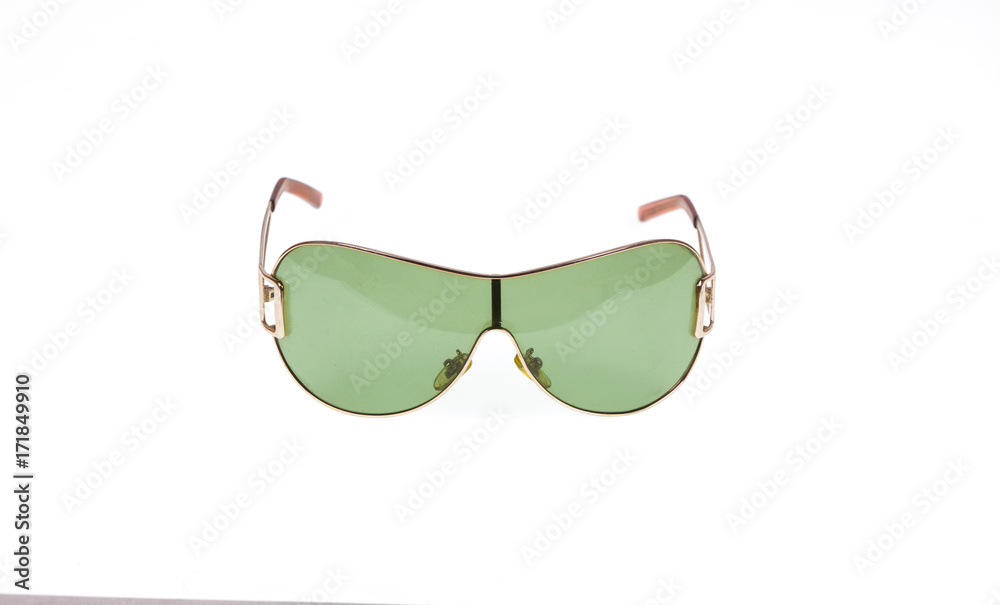green female sunglasses on white isolated background green female sunglasses on white isolated background