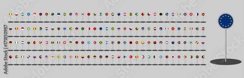 WORLD FLAG vector collection 132 circle icon points 