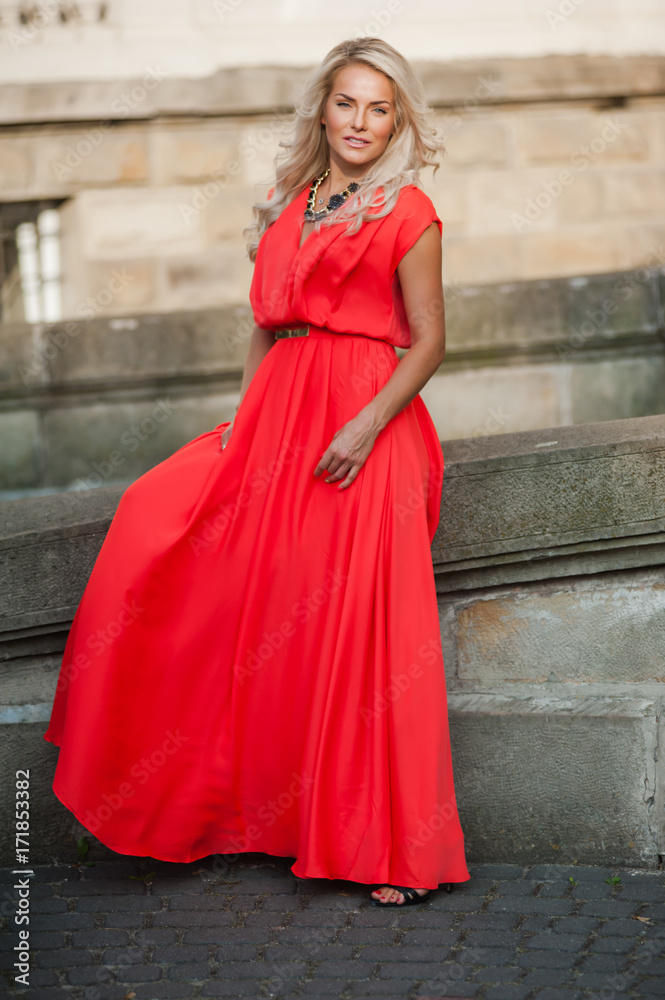portrait of a beautiful blonde near castle portrait of a beautiful blonde near castle