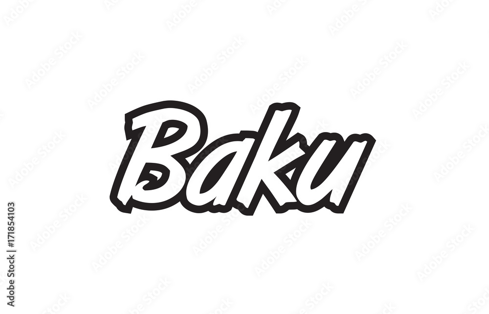 Obraz premium baku europe capital text logo black white icon design
