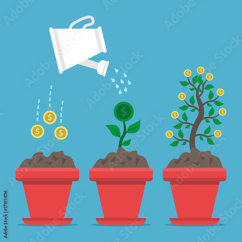 Growing money on blue