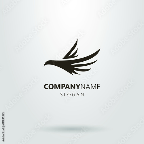 Black and white abstract logo flying bird