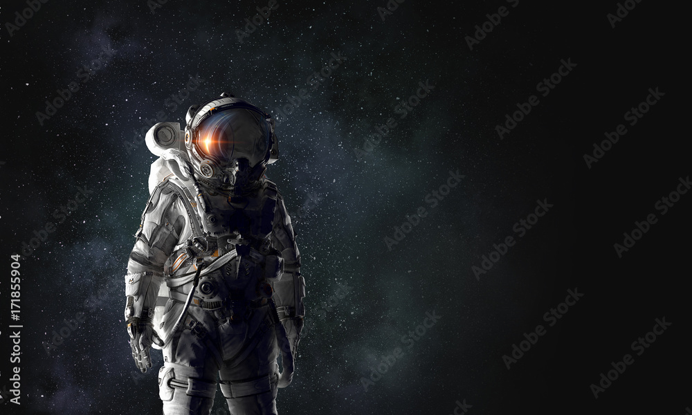 Fototapeta premium Adventure of spaceman. Mixed media