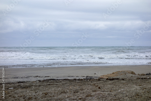 The mediterranean sea a rainy day in winter