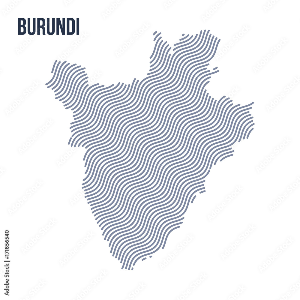 Vector abstract wave map of Burundi isolated on a white background.