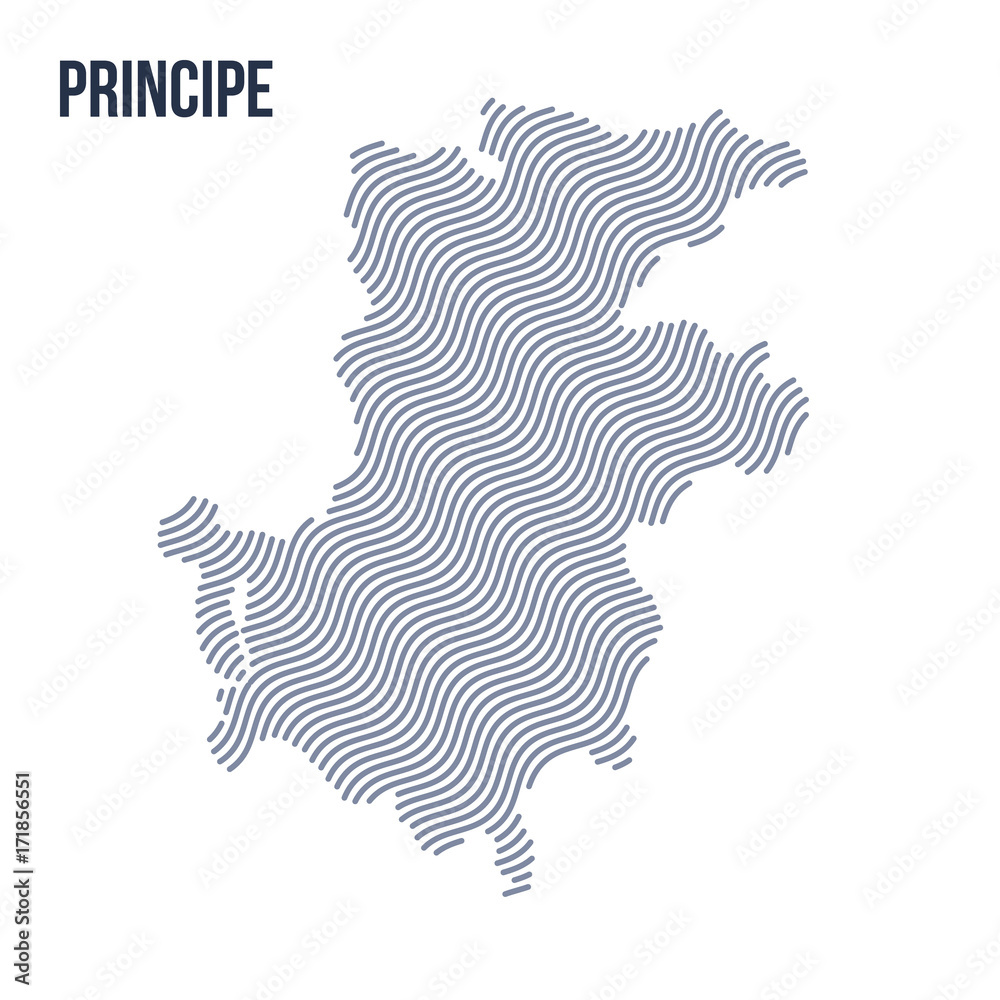 Vector abstract wave map of Principe isolated on a white background.