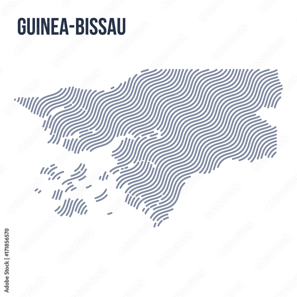 Vector abstract wave map of Guinea-Bissau isolated on a white background.