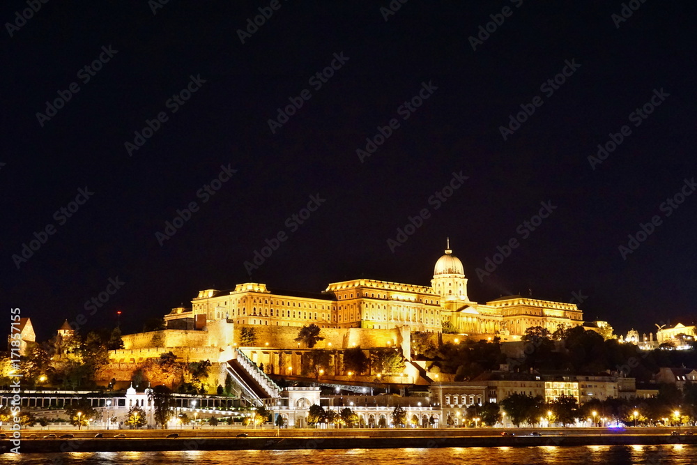 Burgpalast in Budapest bei Nacht