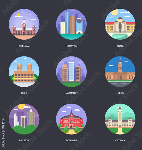 Photography Set of World Famous Cities Illustrations 11