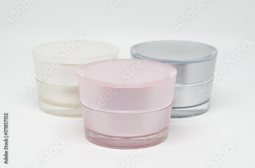 Set of cosmetic jar isolated on white background