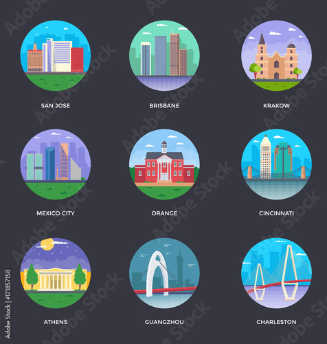 Set of World Famous Cities Illustrations 12