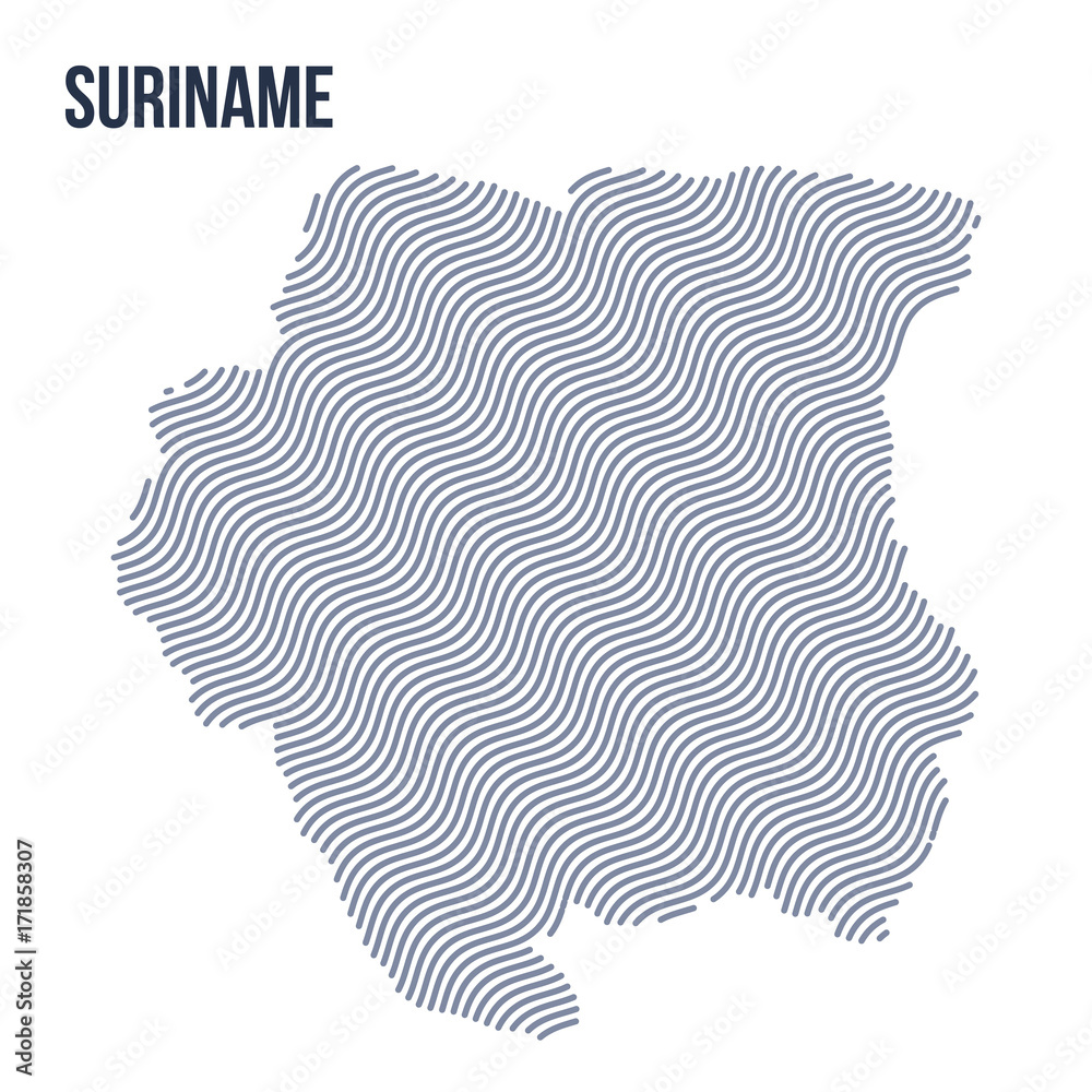 Vector abstract wave map of Suriname isolated on a white background.