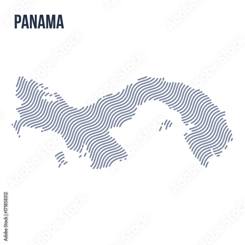 Vector abstract wave map of Panama isolated on a white background.