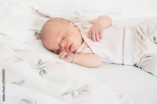 Newborn baby sleep first days of life at home.