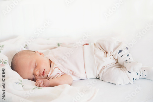 Newborn baby sleep first days of life at home.