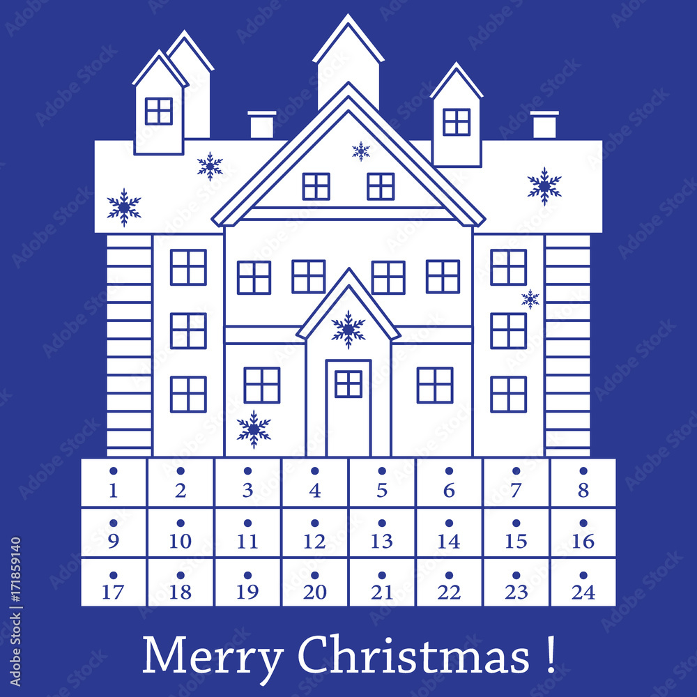 Cute vector illustration: Christmas Advent Calendar.