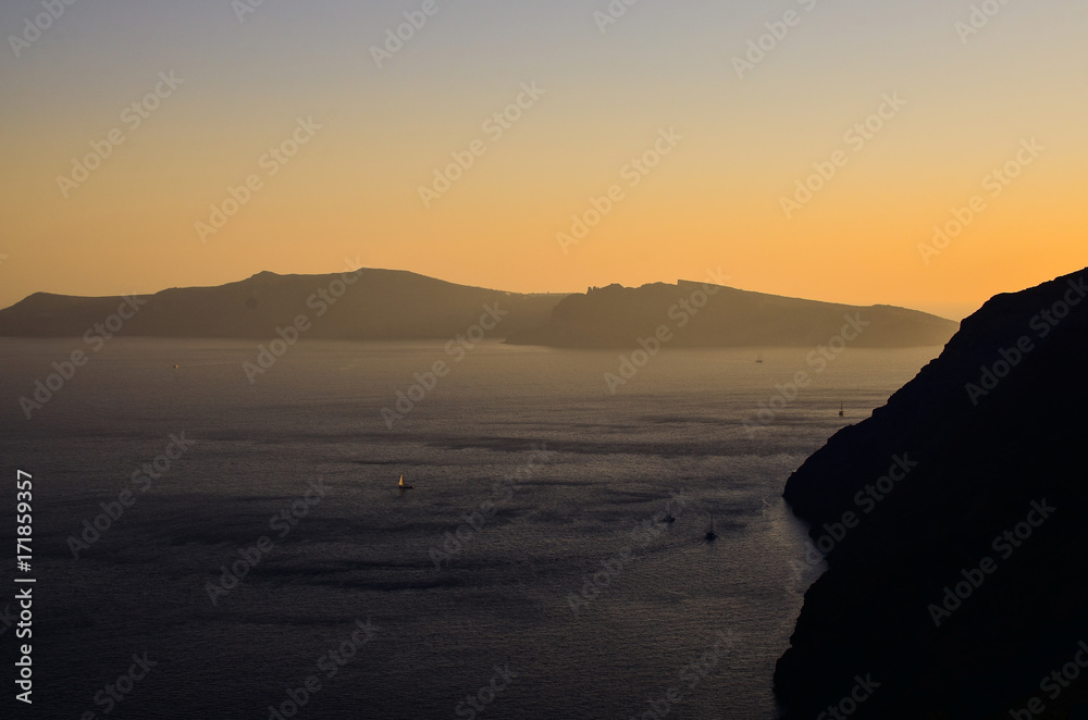 Abendsonne Sonnenuntergang Meer Santorini