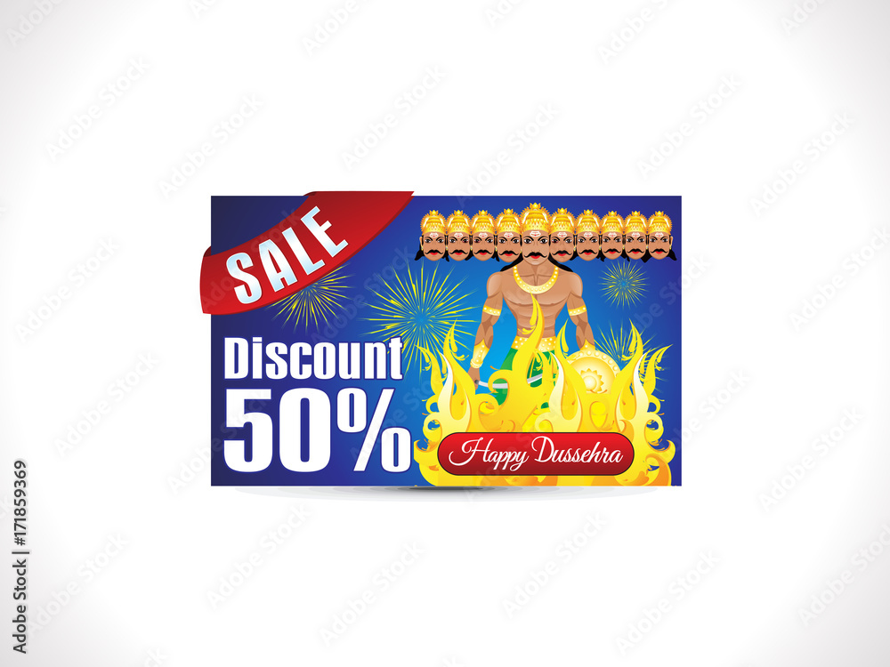 Naklejka premium abstract artistic creative dussehra discount card