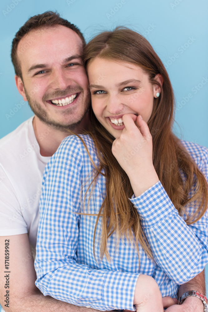 couple isolated on blue Background couple isolated on blue Background
