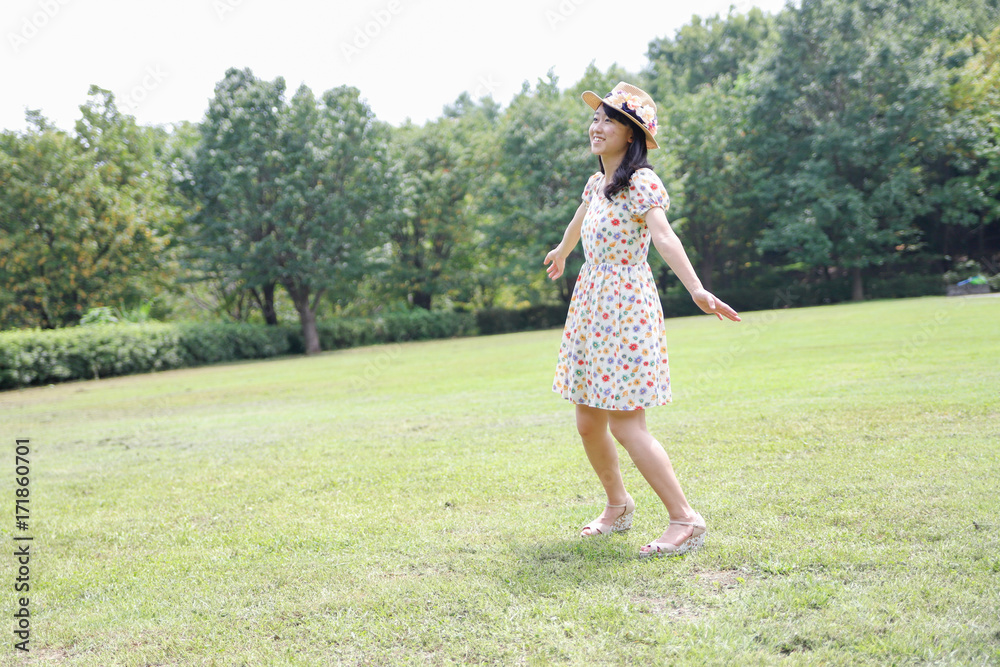 a portrait of beautiful woman in the park a portrait of beautiful woman in the park