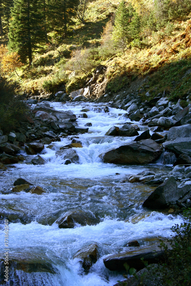 Mountain river, waterfall, Tatri