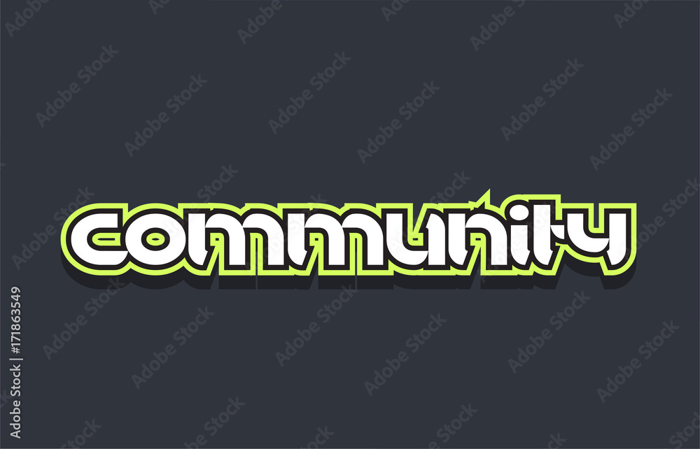 Obraz premium community word text logo design green blue white