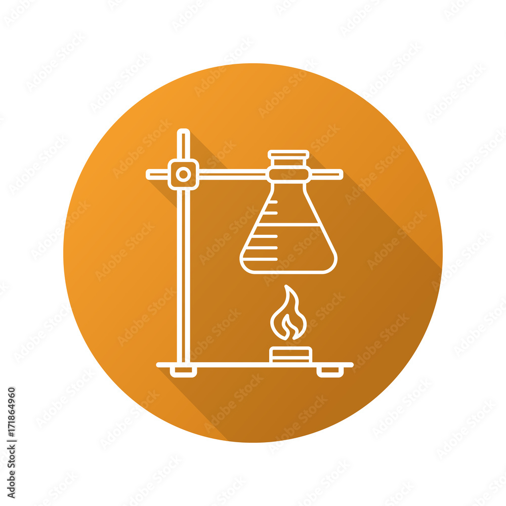 Chemical reaction flat linear long shadow icon Chemical reaction flat linear long shadow icon