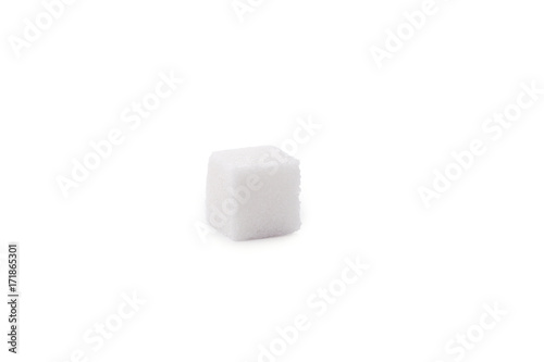 Single Cube of Sugar Isolated on White Background