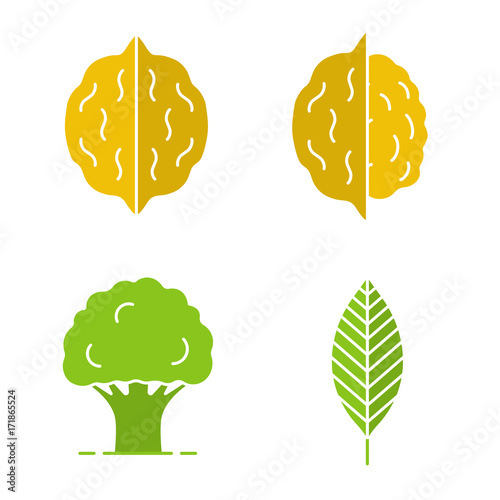 Forestry glyph color icon set