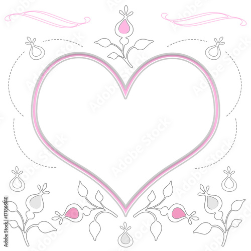 illustrations coeur arabesque et fleurs