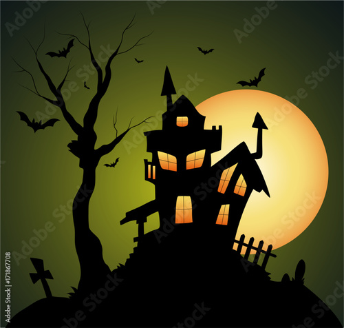 Creepy Old Halloween Horrable House - clip-art vector illustration photo