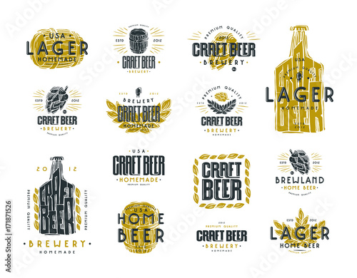 Set of craft beer label and logo