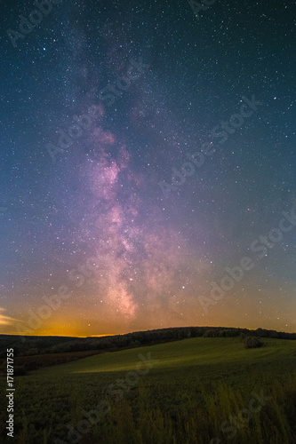 The center of the Milky Way as seen from Battenberg in the Palatinate Forest in Germany.