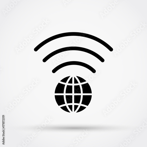 WI FI vector icon with earth symbol