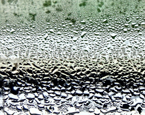 Condensation drops on the glass