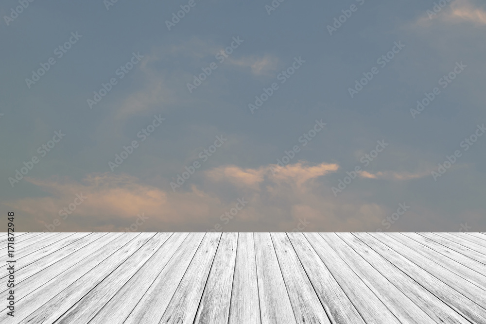 Red sky cloud with Wood terrace