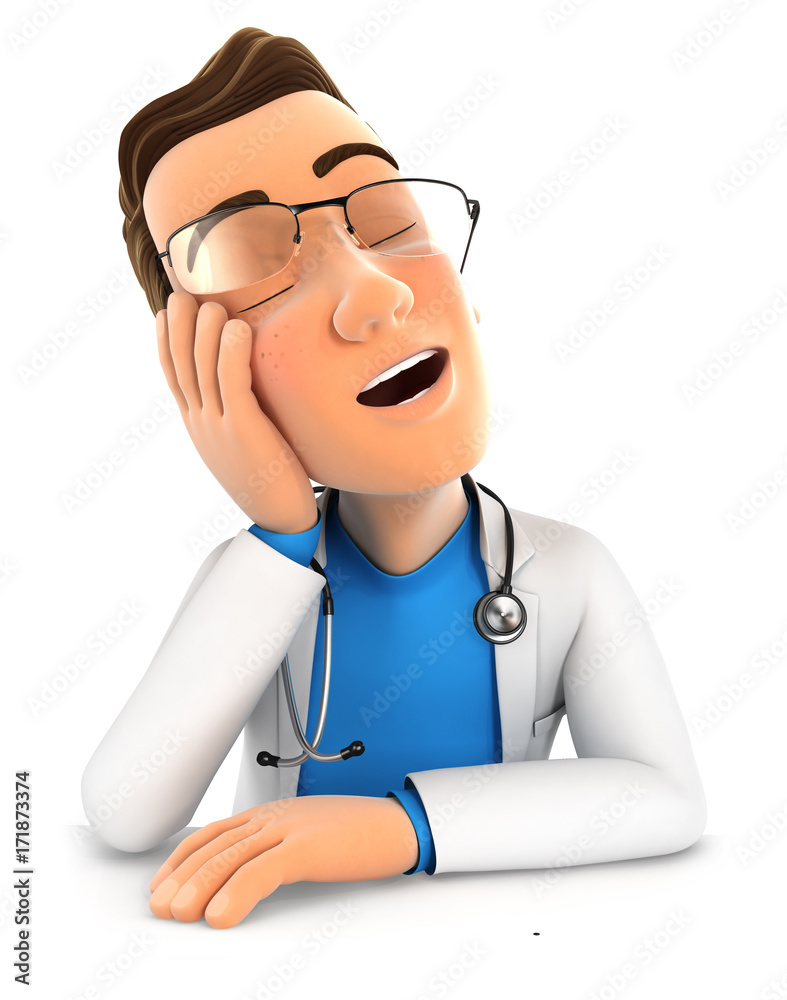 3d doctor fell asleep leaning on his hand 3d doctor fell asleep leaning on his hand