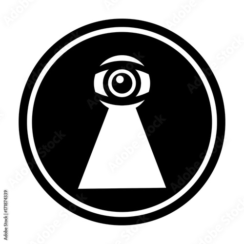 Eye looking through keyhole vector illustration.