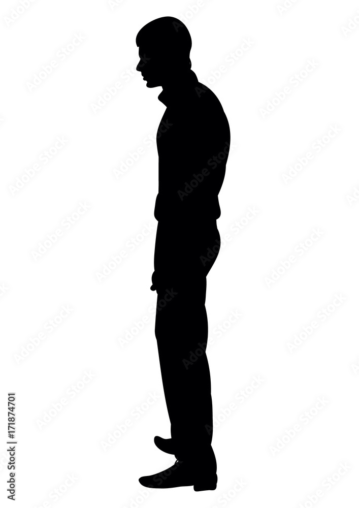 vector, isolated silhouette of a guy standing alone vector, isolated silhouette of a guy standing alone