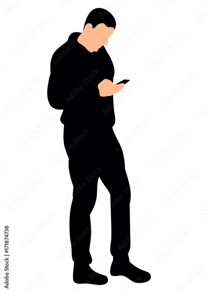  silhouette man with mobile phone