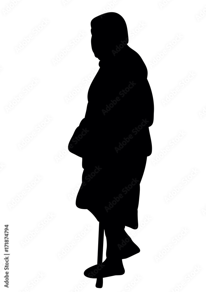 vector, isolated silhouette of grandmother