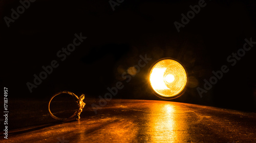 Ring that lighten by the yellow light