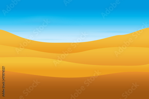 Desert and blue sky. Vector illustration of landscape background