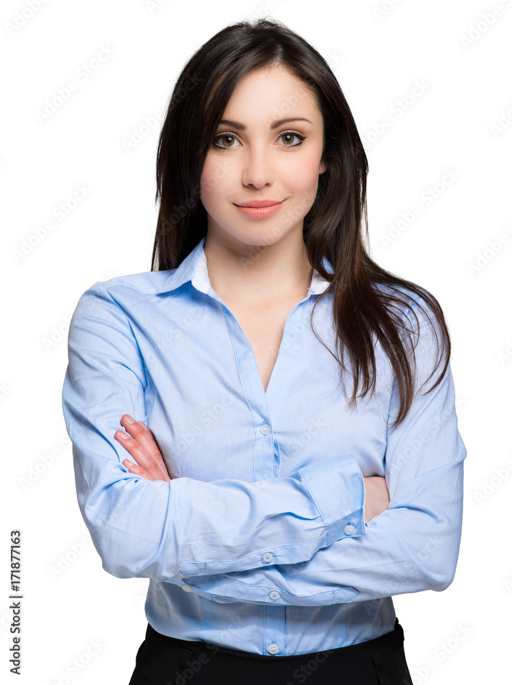 Smiling businesswwoman portrait isolated on white Smiling businesswwoman portrait isolated on white