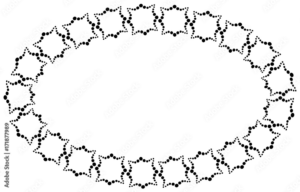 Frame in the shape of an oval made of decorative elements in black color Frame in the shape of an oval made of decorative elements in black color